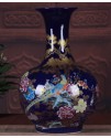 釉藍色 玉蘭花 大花瓶